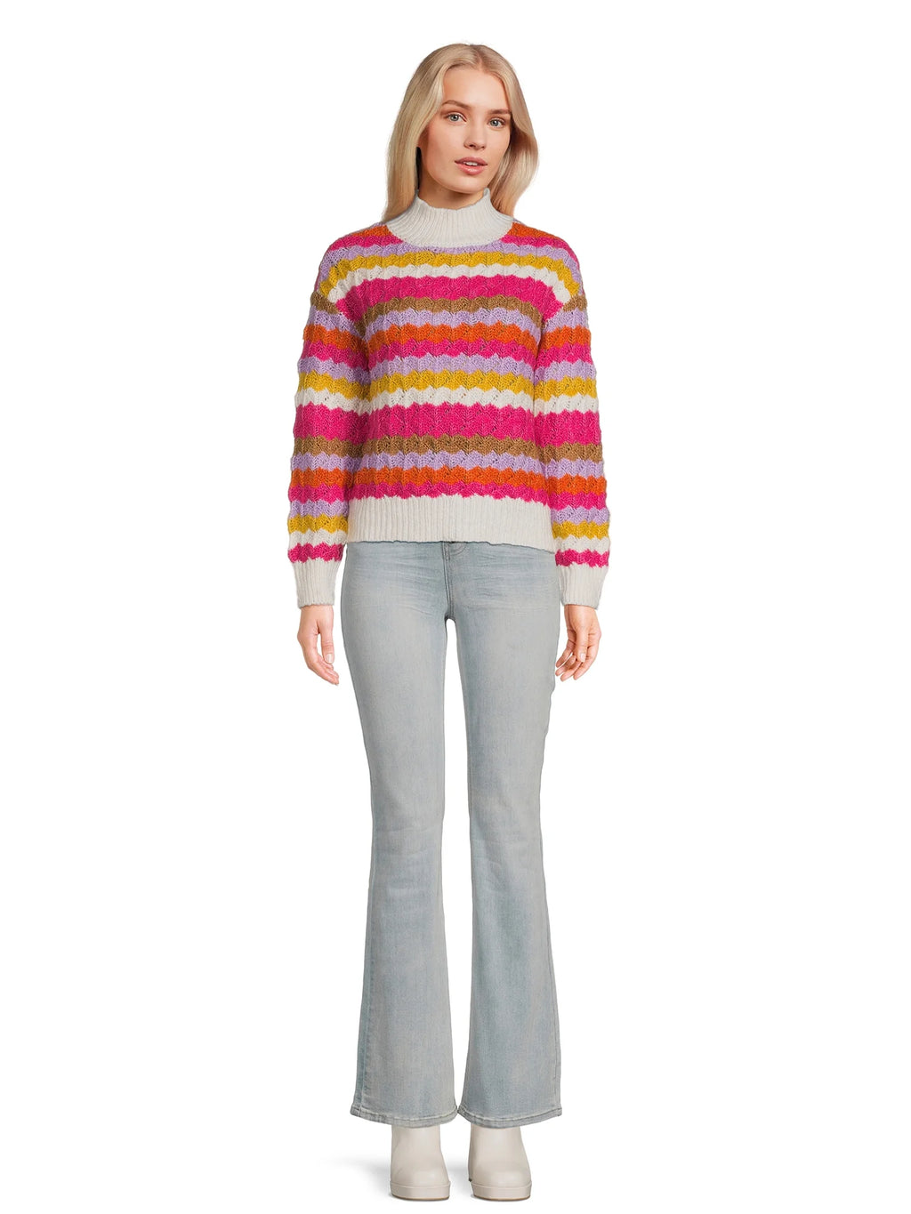Women's Mock Neck Pullover Sweater with Long Sleeves, Midweight B4556