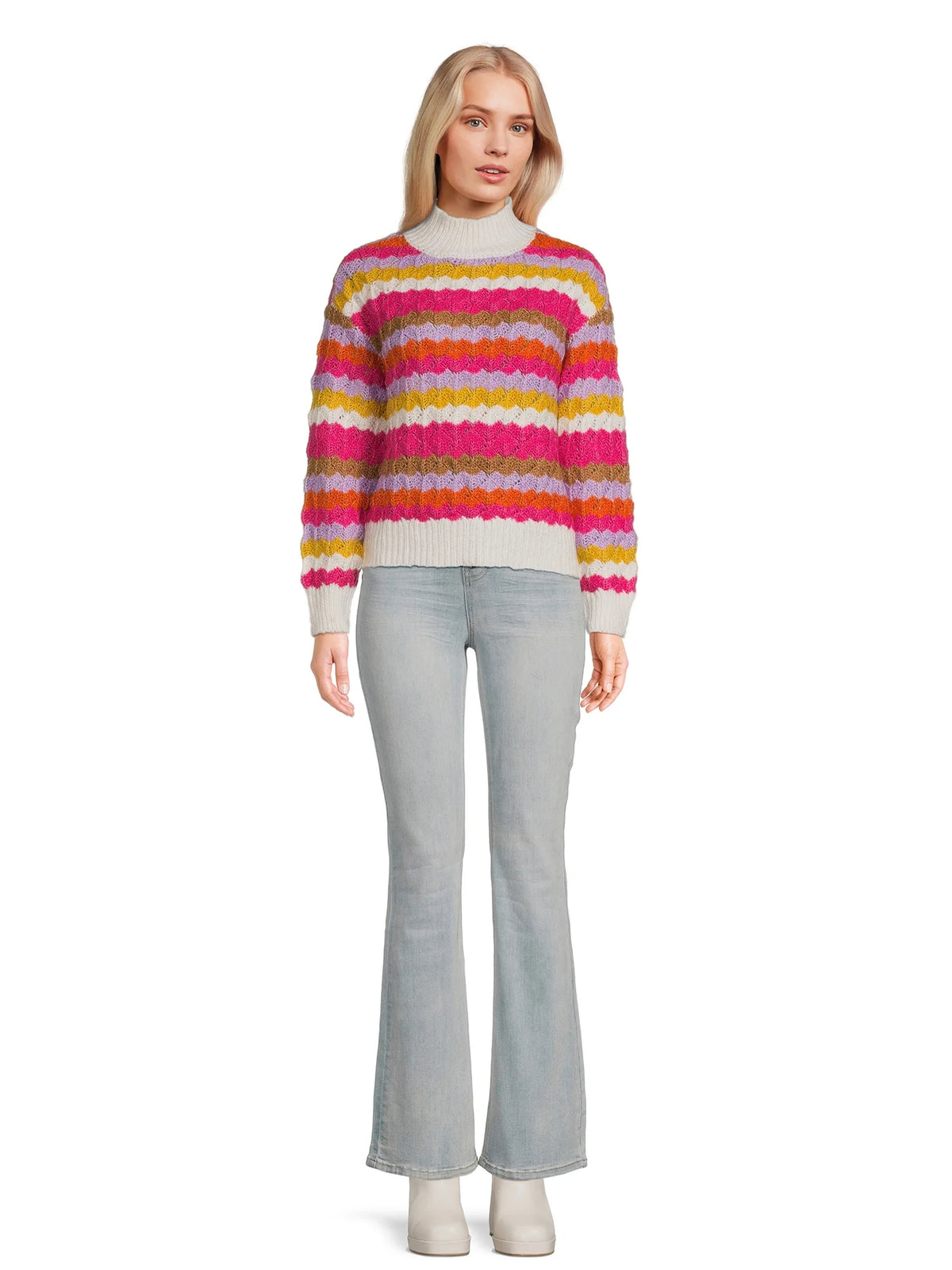 Women's Mock Neck Pullover Sweater with Long Sleeves, Midweight B4556