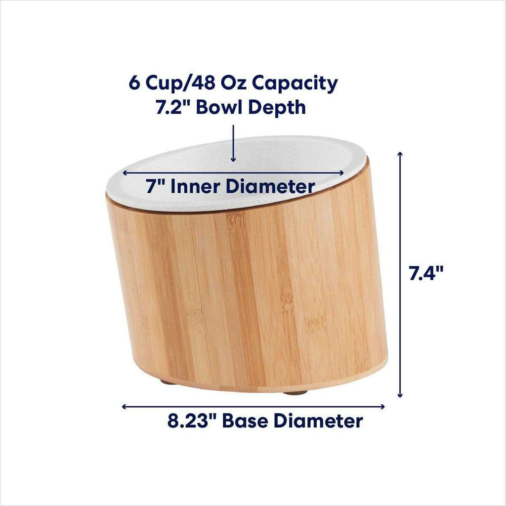Slanted Non-Skid Elevated Bamboo Melamine Bowl with Stand S719248