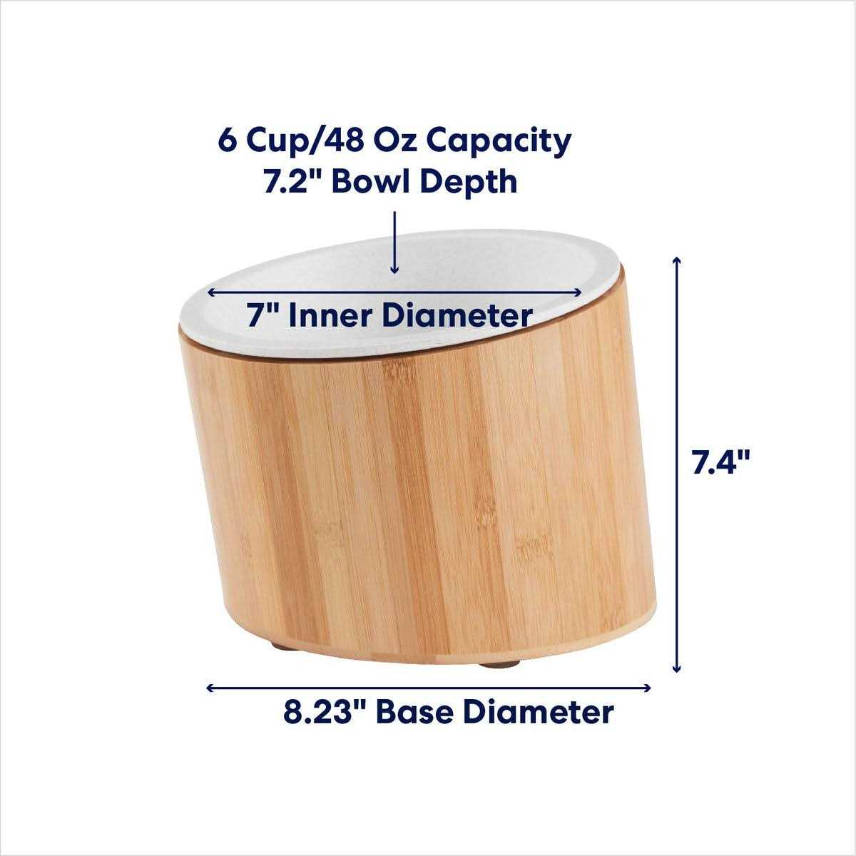Slanted Non-Skid Elevated Bamboo Melamine Bowl with Stand S719248