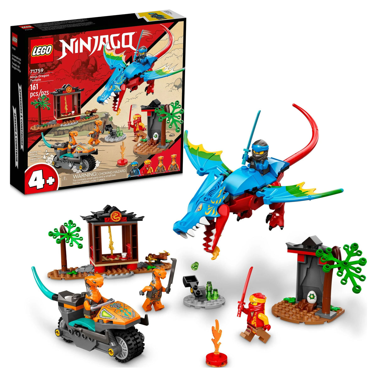 Ninja Dragon Temple Set with Toy Motorcycle and Minifigures O99625