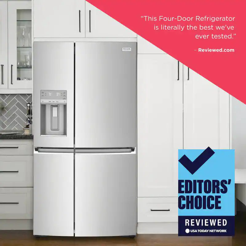 36 in. Wide 21.5 cu. ft. Counter-Depth 4-Door Stainless Steel Refrigerator Q418860