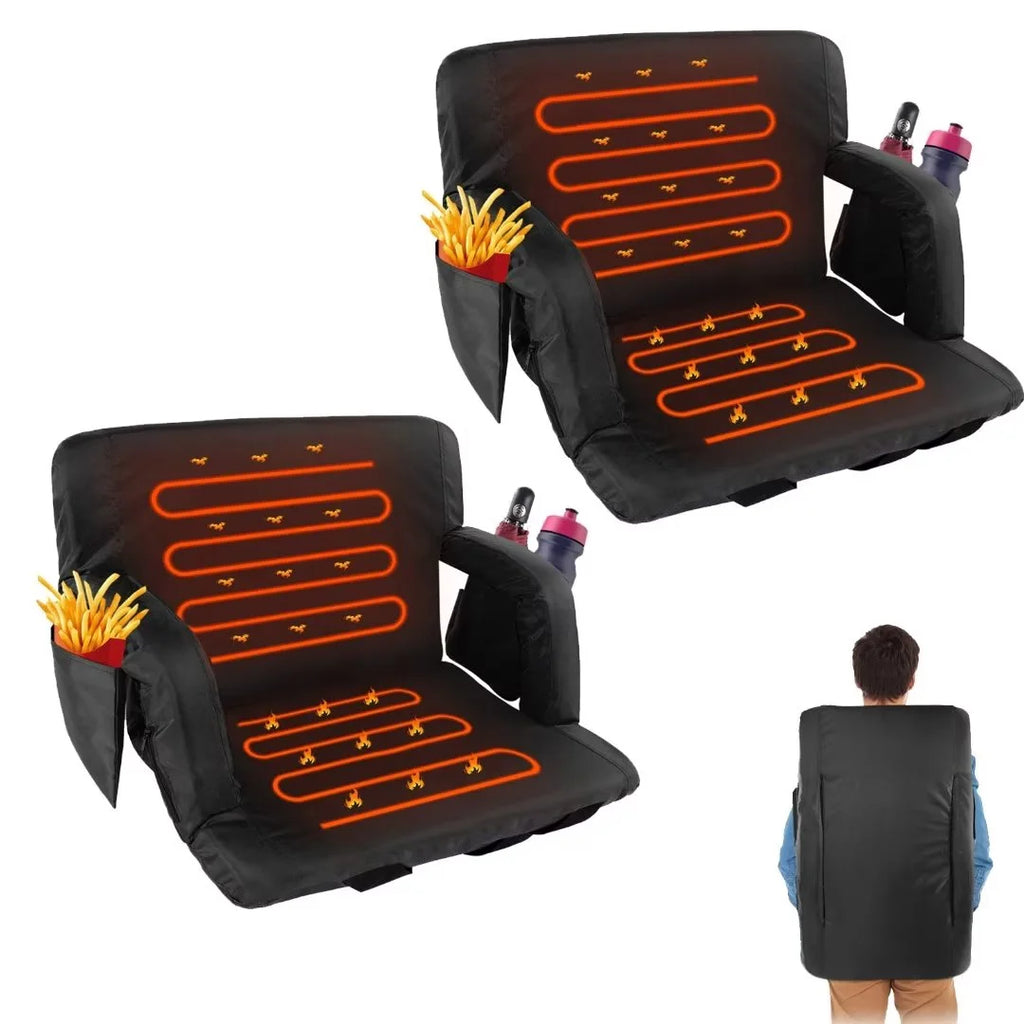 Heated Folding Stadium Seat with Back Support, 6 Reclining Positions, 3 Heat Modes K36854