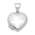 14K White Gold Rhodium Plated Heart Locket Pendant O481
