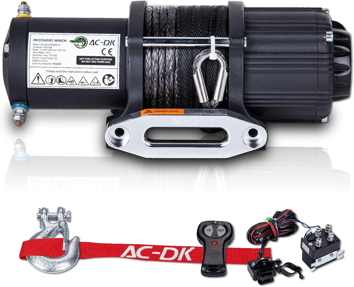 4500 lb Electric Steel Rope ATV Winch Kit, 12V, IP67 Waterproof S455378