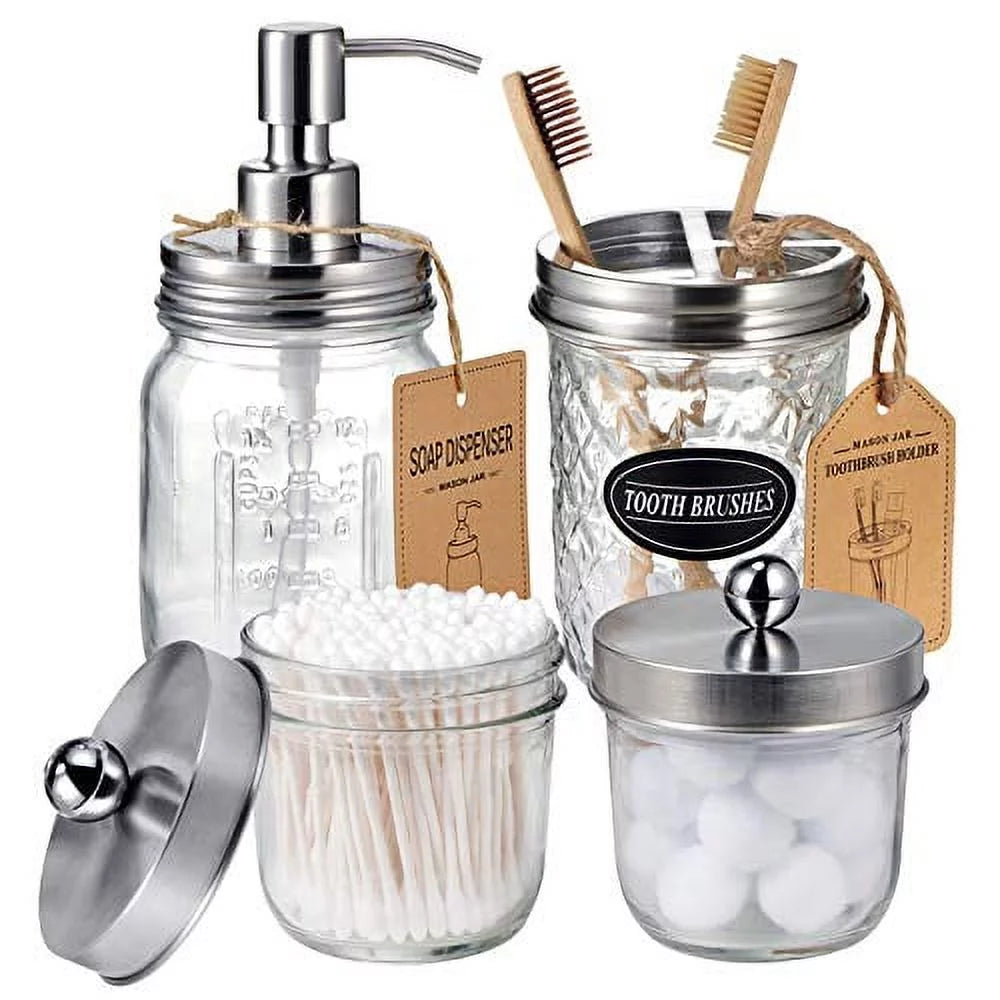 4 Pack Mason Jar Bathroom Accessories Set C4863