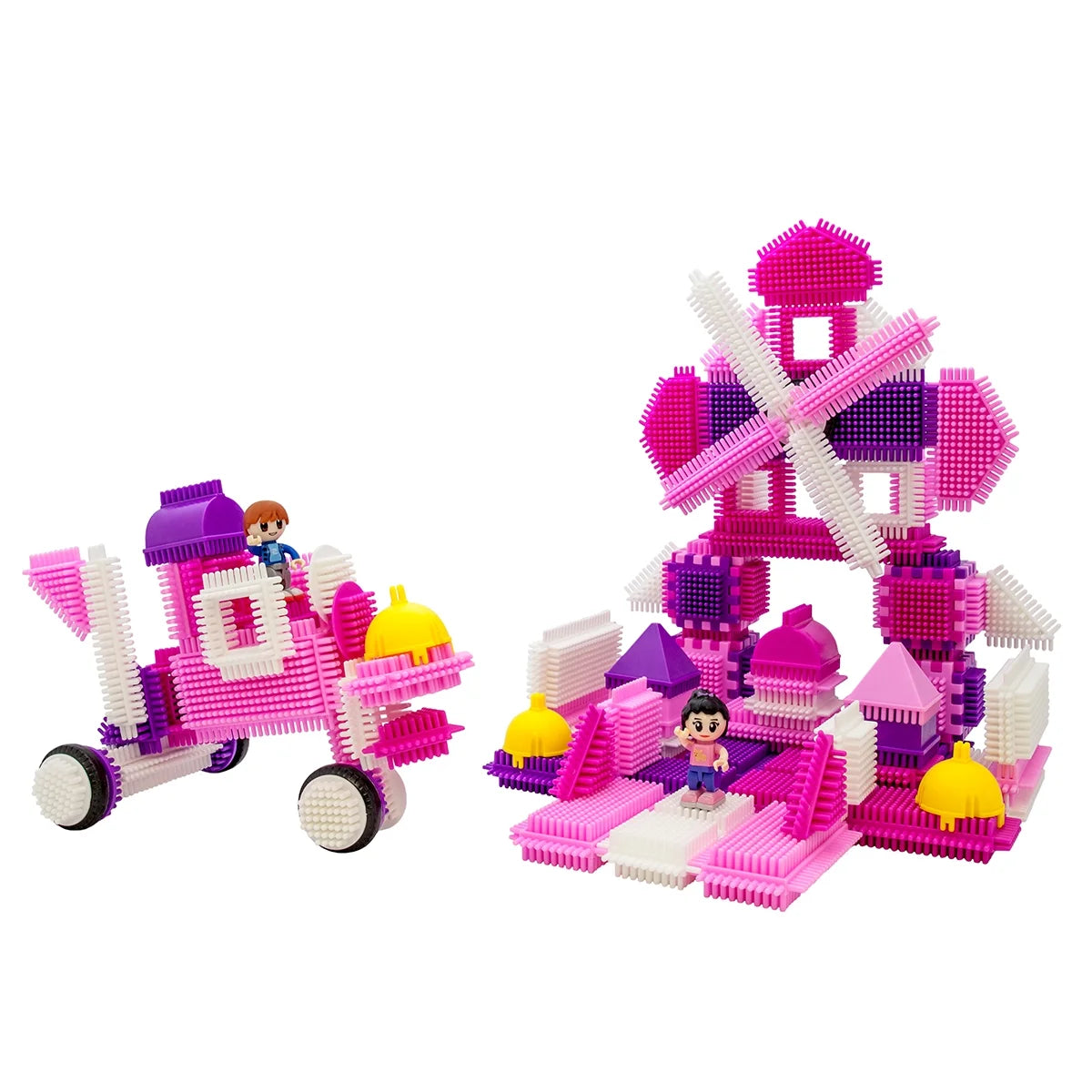 106pcs Hedgehog Building Blocks Tiles Castle Theme Set with Human Figures STEM Toy Kit, Pink S42651