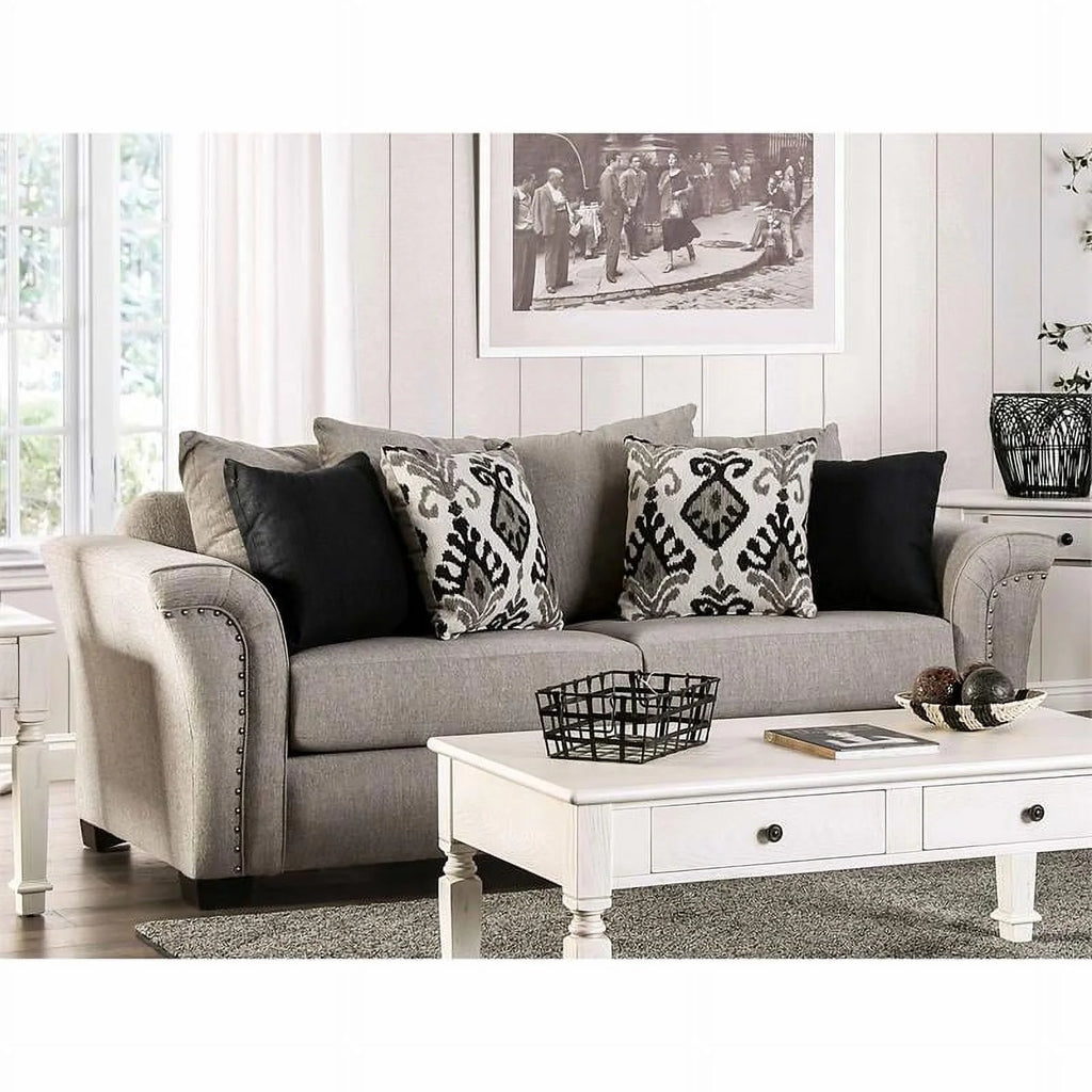 Light Taupe Brown Fabric Sofa M95243