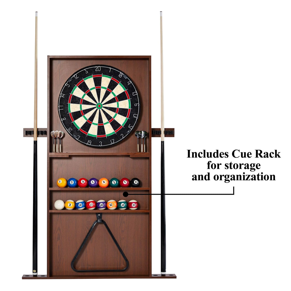 Burgundy Pool Table with Cue Rack and Dartboard Set I67912