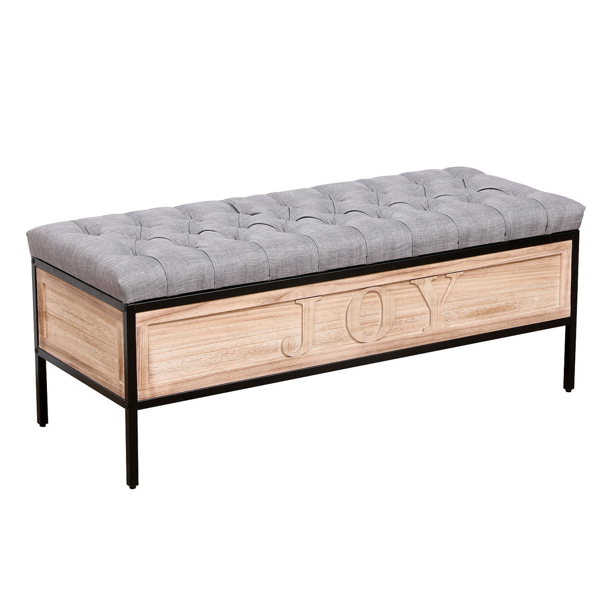 48'' Linen Upholstered Storage Bench with Button Tufted Wooden Ottoman D693852