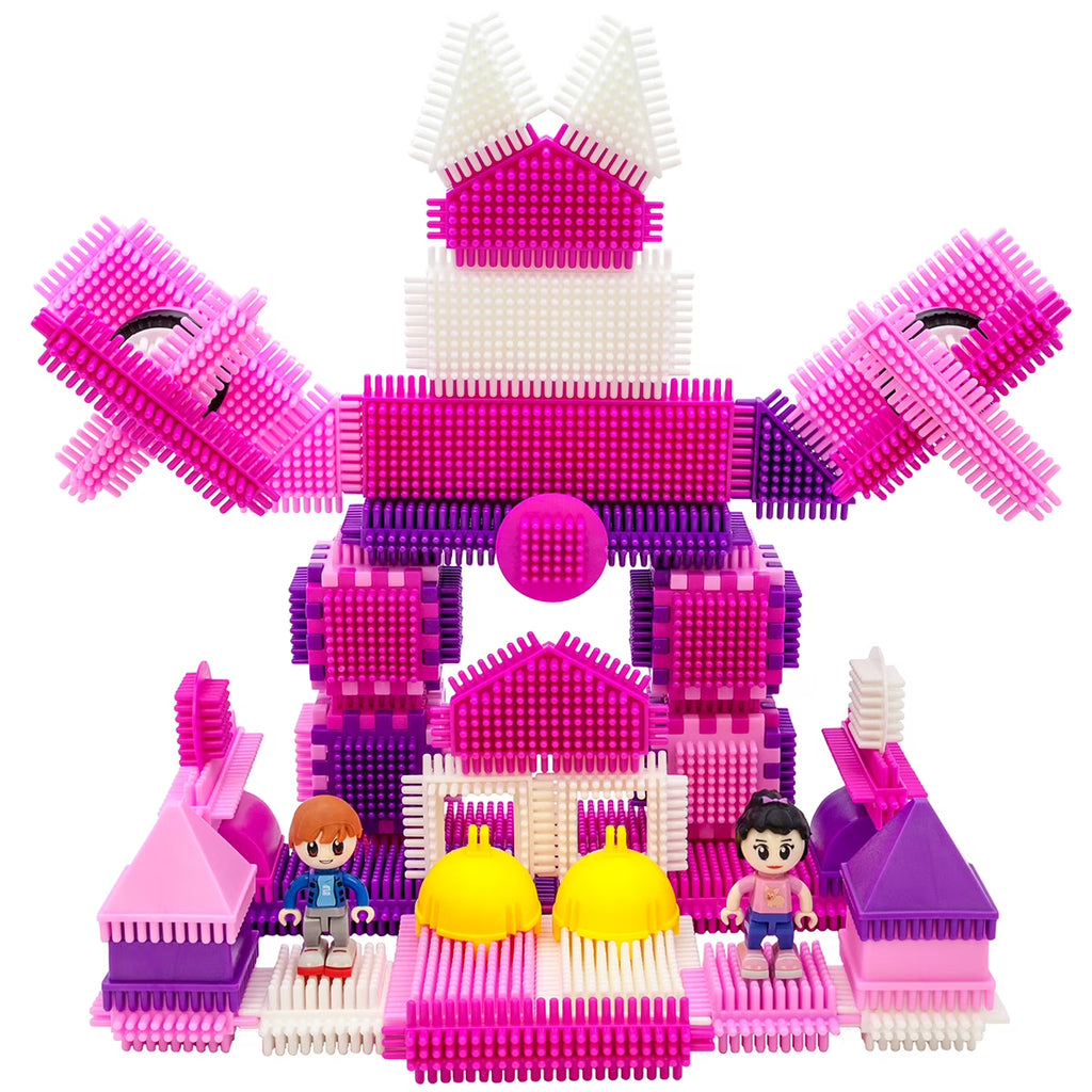 106pcs Hedgehog Building Blocks Tiles Castle Theme Set with Human Figures STEM Toy Kit, Pink S42651