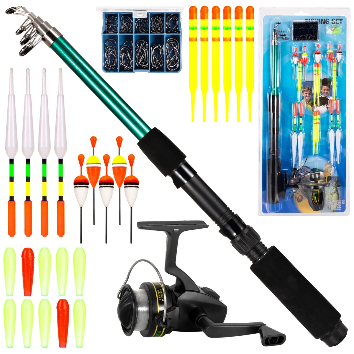 Telescopic Fishing Rod and Reel Combo 127pcs Fishing Tackle Set I5131