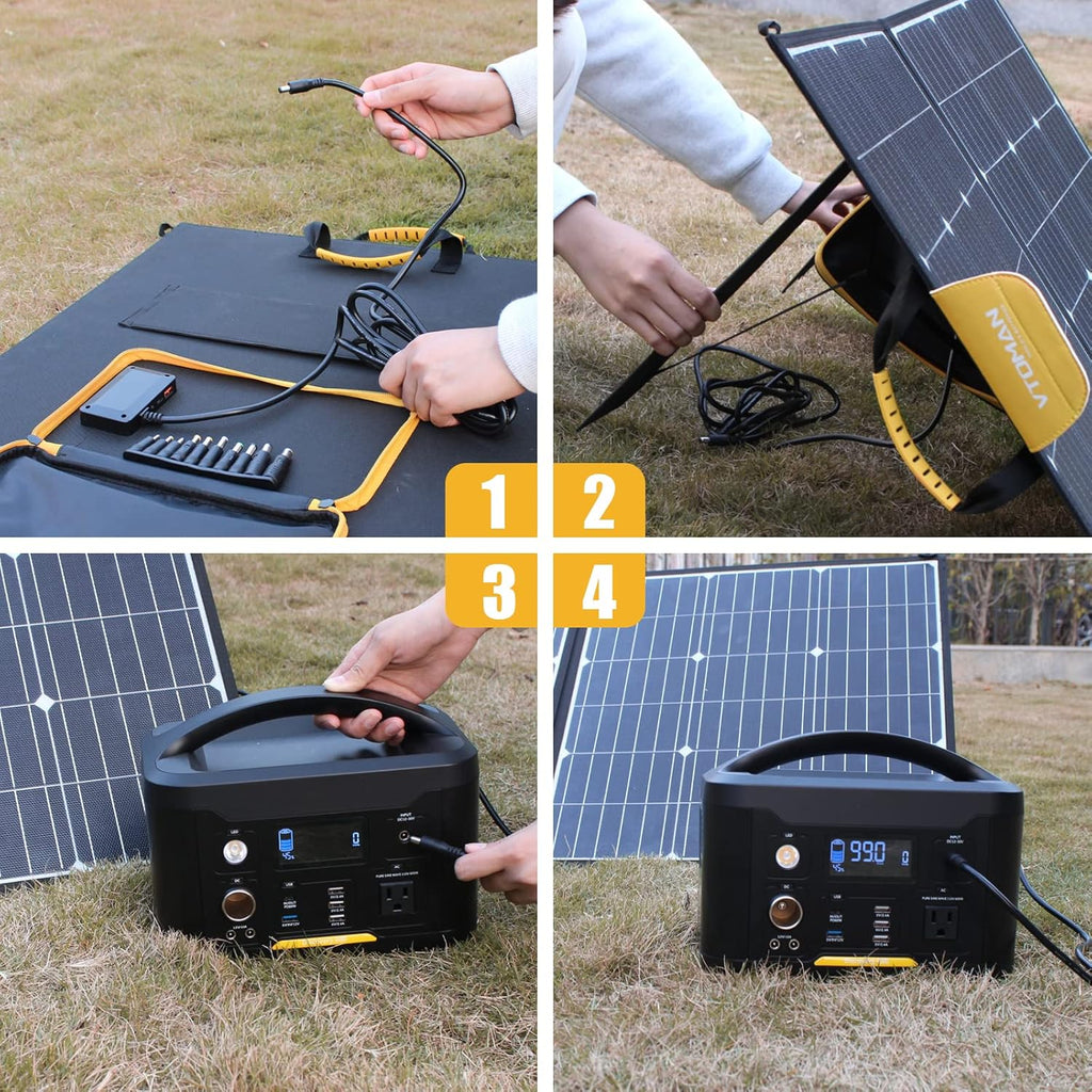 100W Foldable Solar Panel with 10 Connectors, Dual USB & DC Output, IP65 Waterproof M1208