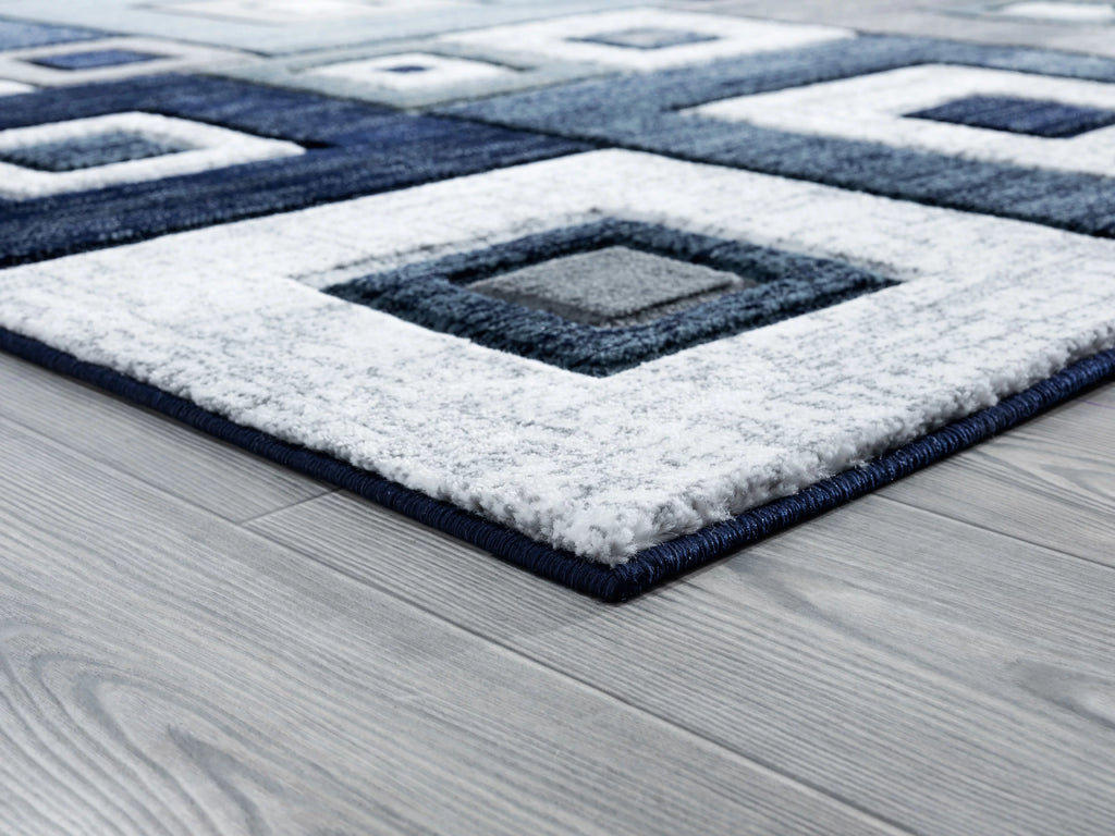 Navy Modern Geometric Accent Rug B8925