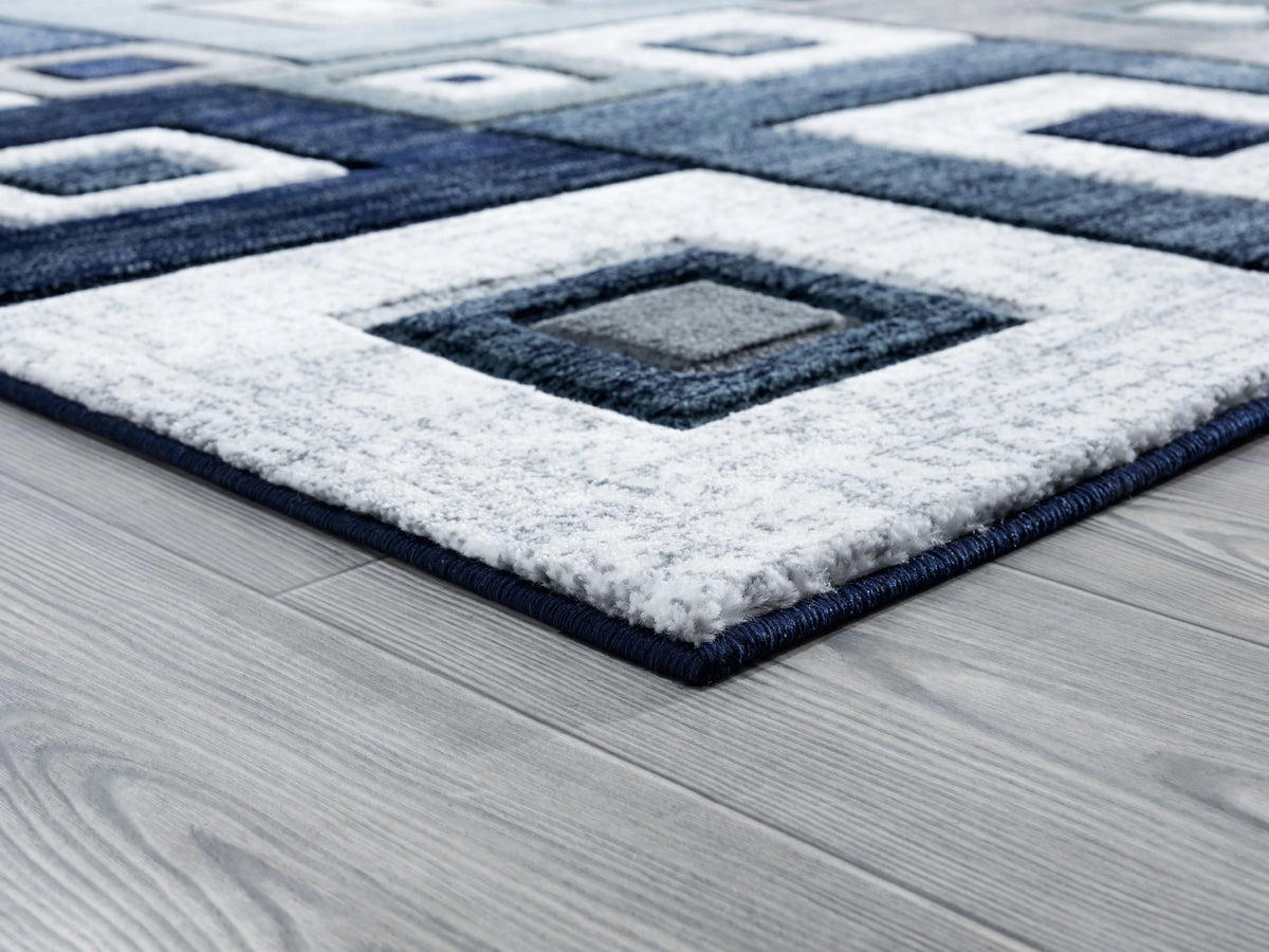 Navy Modern Geometric Accent Rug B8925