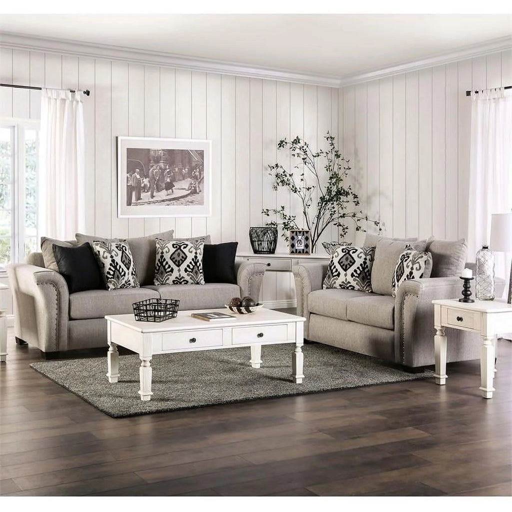 Light Taupe Brown Fabric Sofa M95243