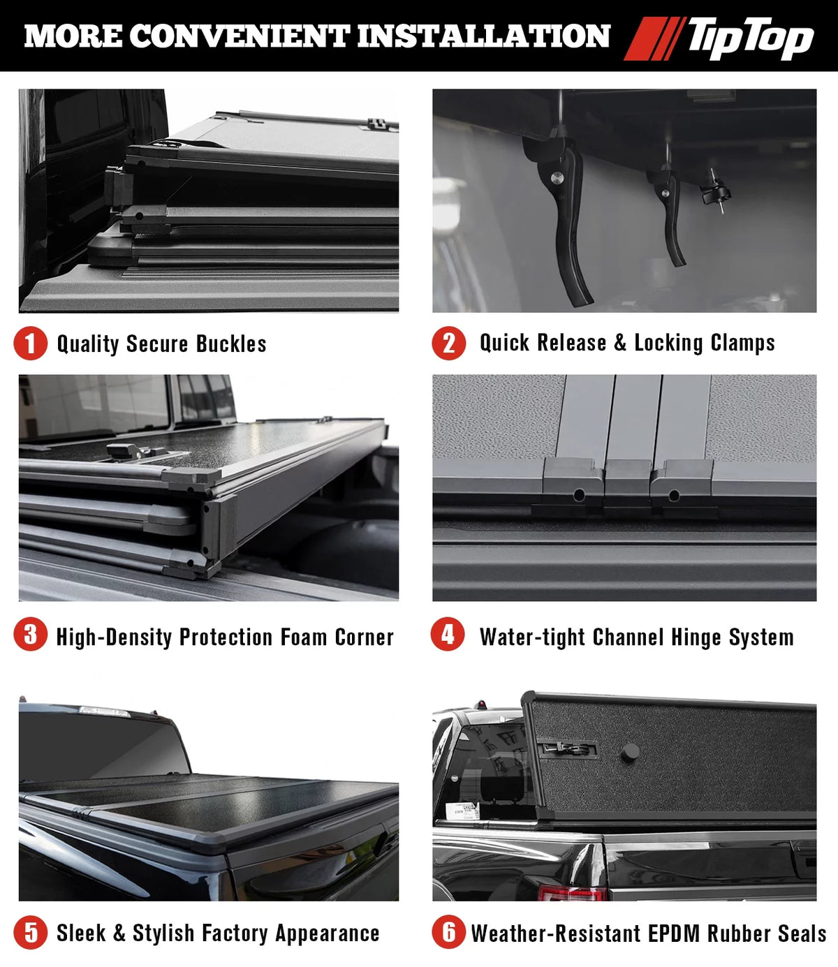 Hard Tri-Fold Tonneau Cover Truck Bed 6ft Bed T41703