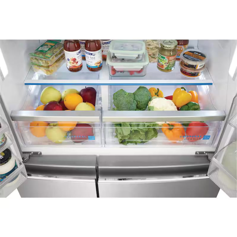 36 in. Wide 21.5 cu. ft. Counter-Depth 4-Door Stainless Steel Refrigerator Q418860