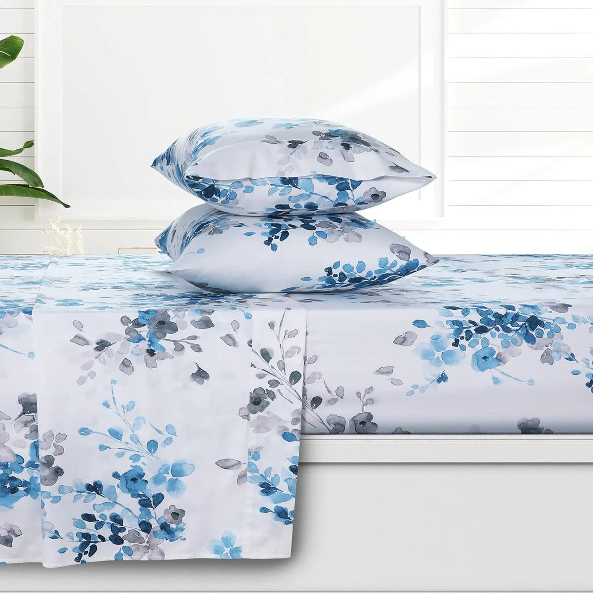 300 Thread Count Organic Cotton Deep Pocket King Bed Sheet Set Z2608