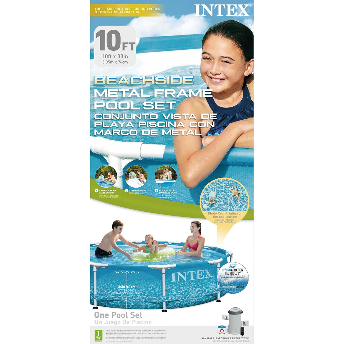 10' x 30 Metal Frame Swimming Pool with Filter Pump K740862