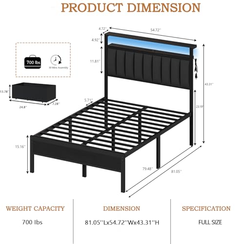 Grey Upholstered Twin Bed Frame with Charging Station and LED Lights A71132