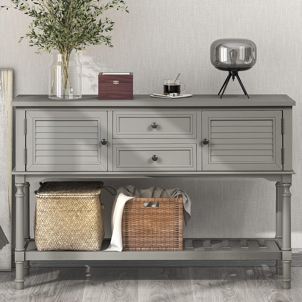 Light Green 6 Drawers Sideboard Cabinet with Bottom Shelf Q3650