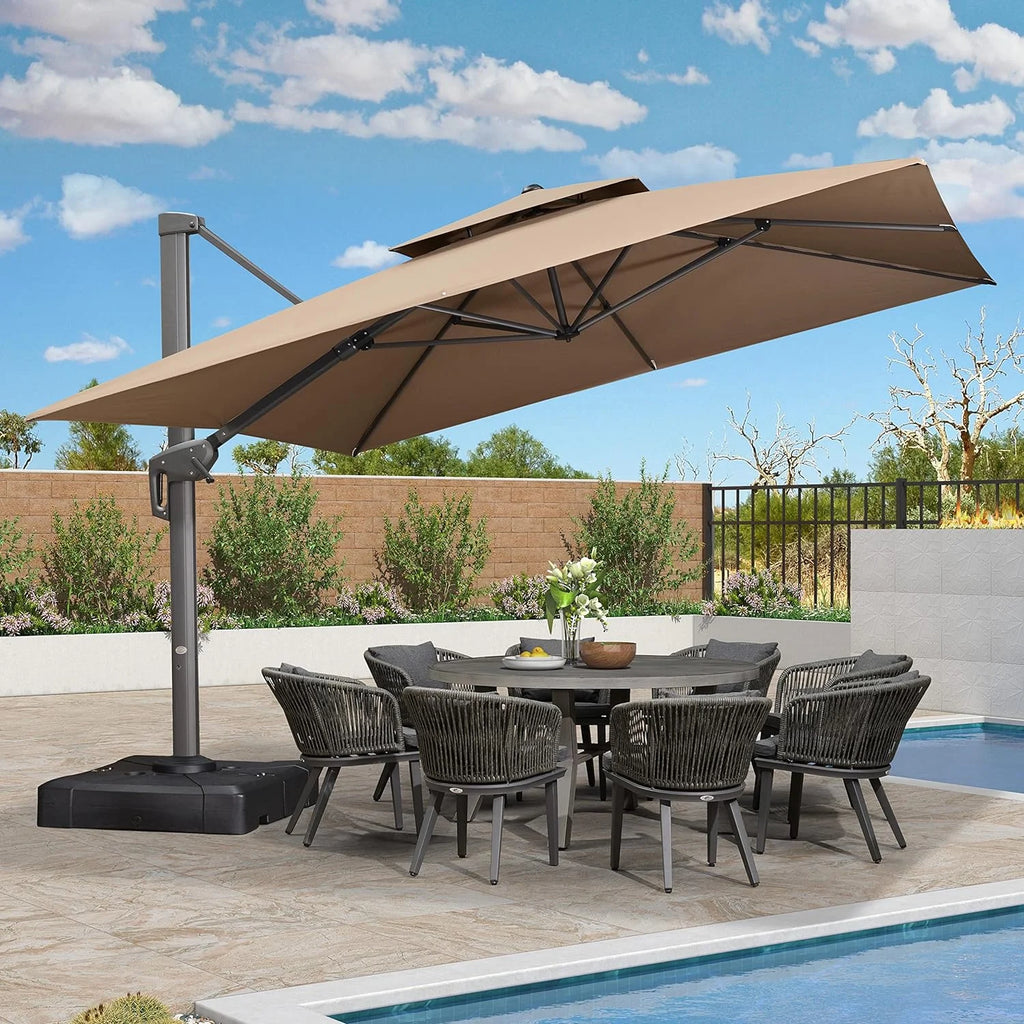 12FT Square Cantilever Patio Umbrella with 360° Rotation Tilting I8411