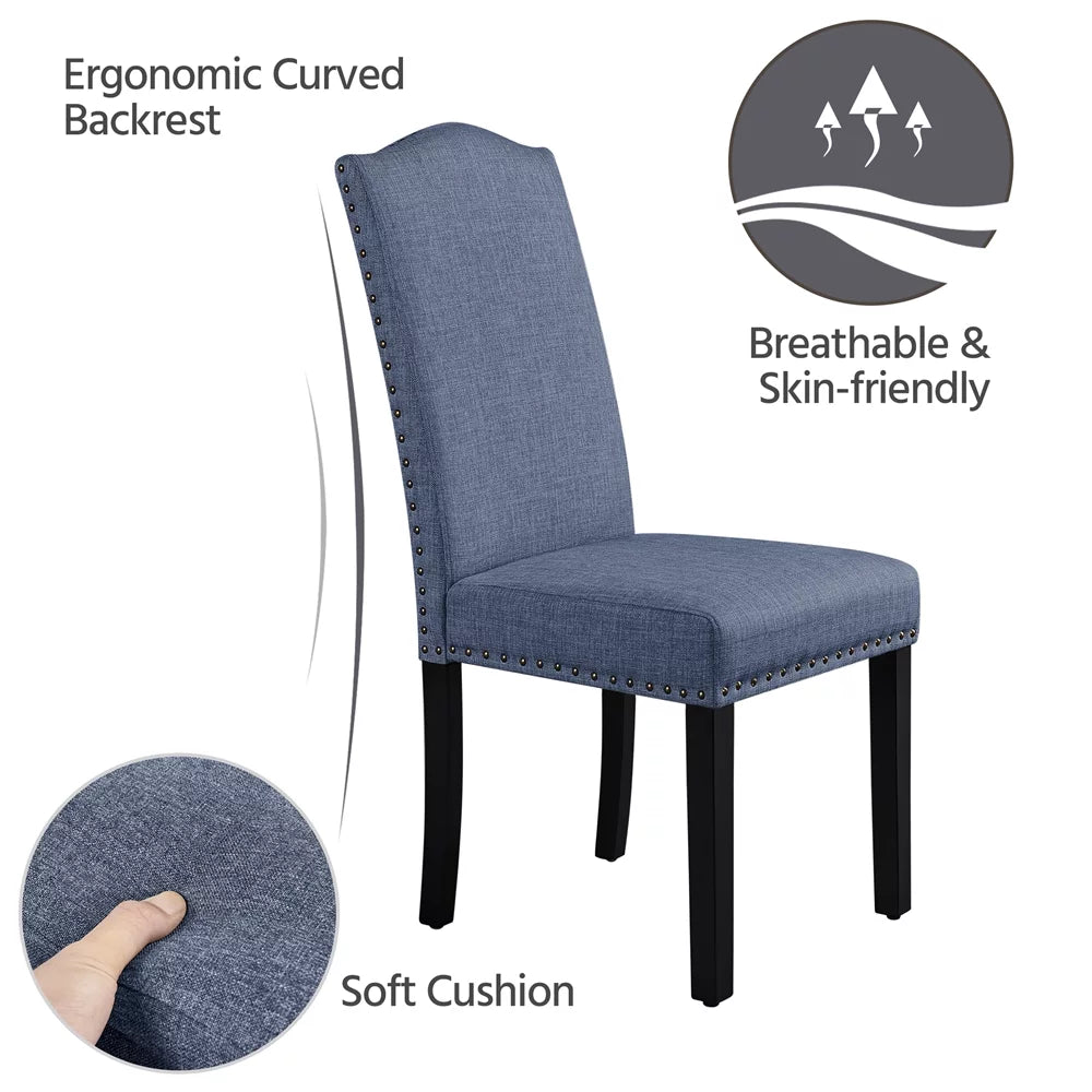 Fabric Upholstered Dining Chair Set of 2 Blue H860047