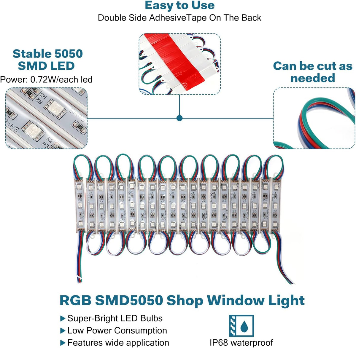 200Pcs Waterproof RGB LED Module Light for Storefront Signs G305283