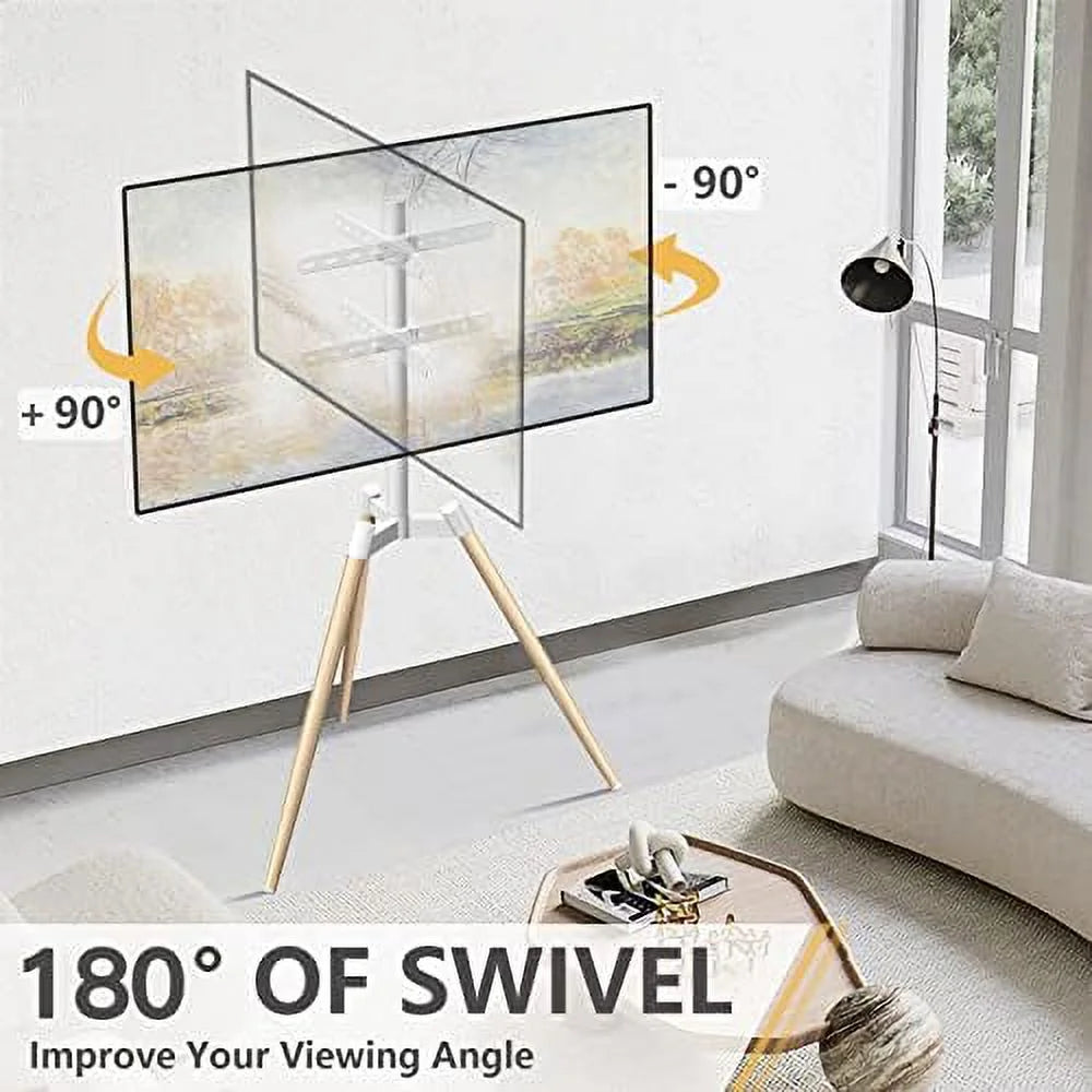 Tripod Easel TV Stand for 37–65 Inch LED LCD Curved Screen TVs up to 77 lbs Height Adjustable with Cable Management and 180° Swivel A712