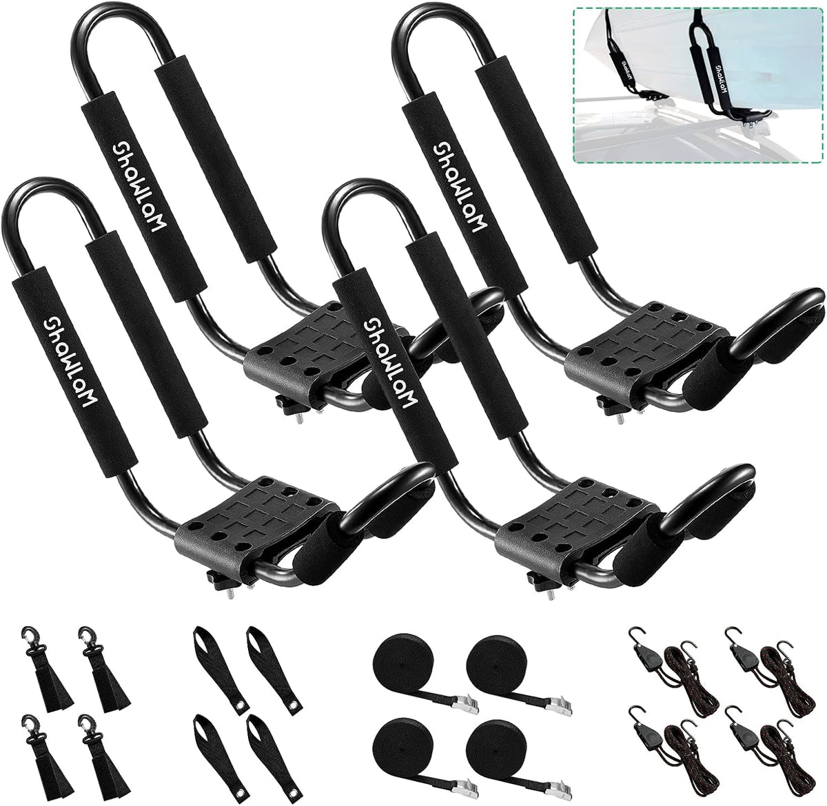 2 Pairs Universal HD Kayak Roof Rack for 2 Kayaks P337689