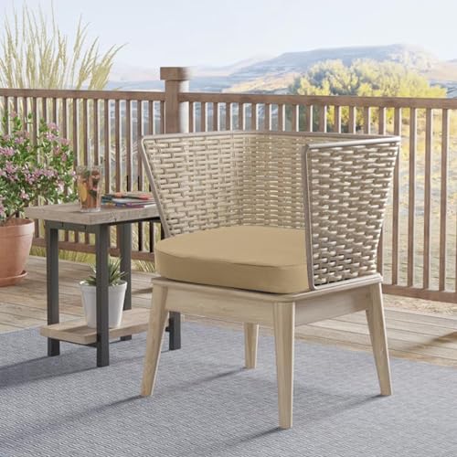Outdoor Chair Cushions Set of 4, 17" x 17" x 3" Thick D-Shaped Waterproof with Ties N599