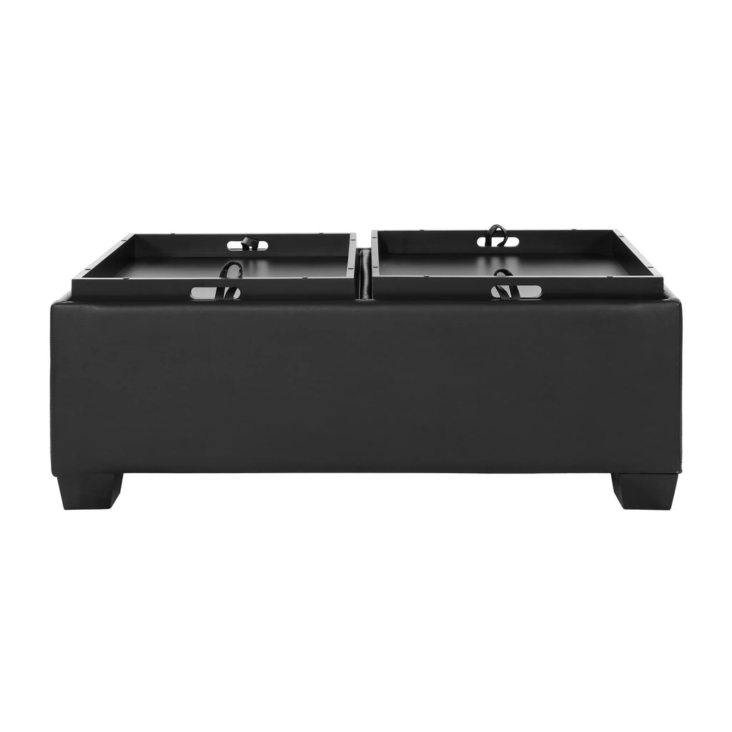 Espresso Faux Leather Upholstered Storage Cocktail Ottoman C6350