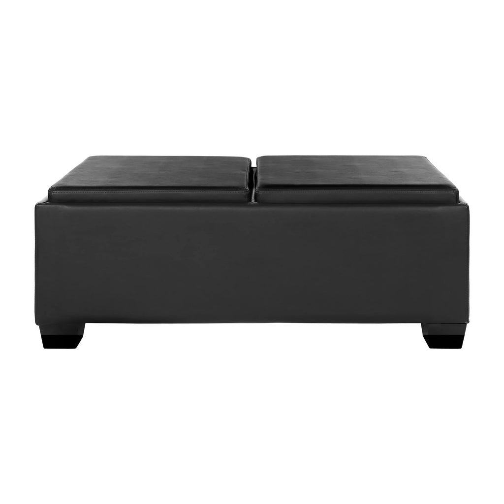 Espresso Faux Leather Upholstered Storage Cocktail Ottoman C6350