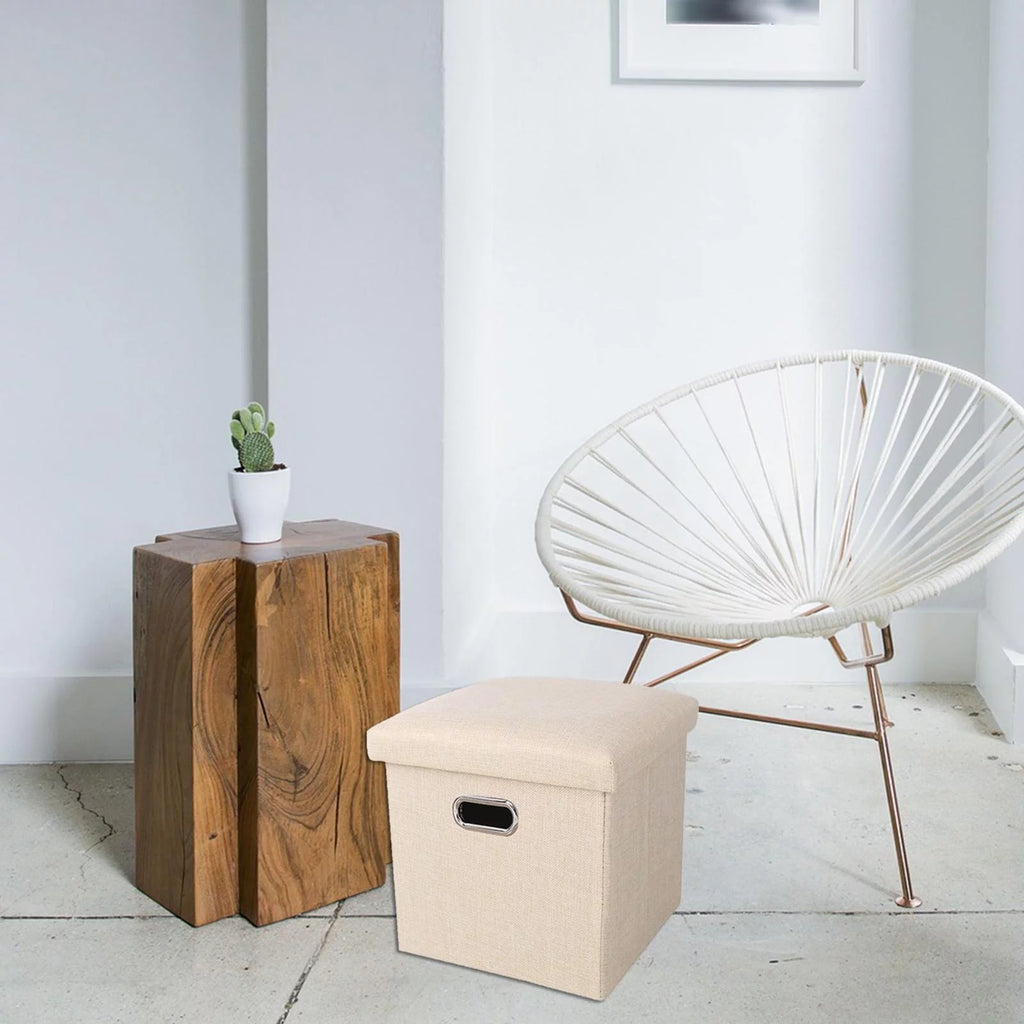 Beige Storage Ottoman Bench T8262