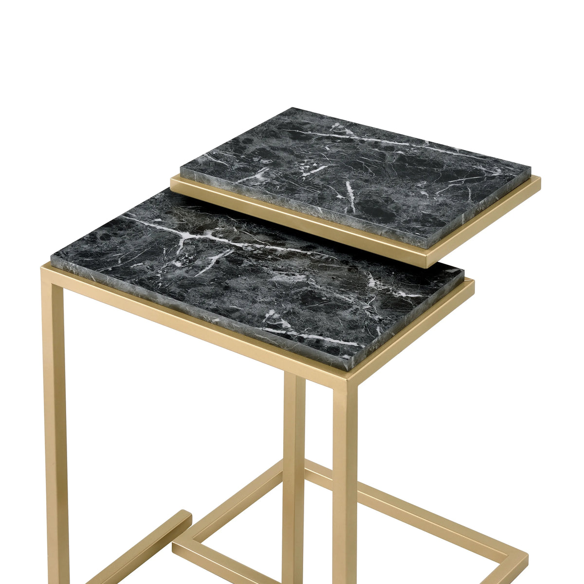 Black Faux Marble 2-Piece Nesting Tables Set G4874