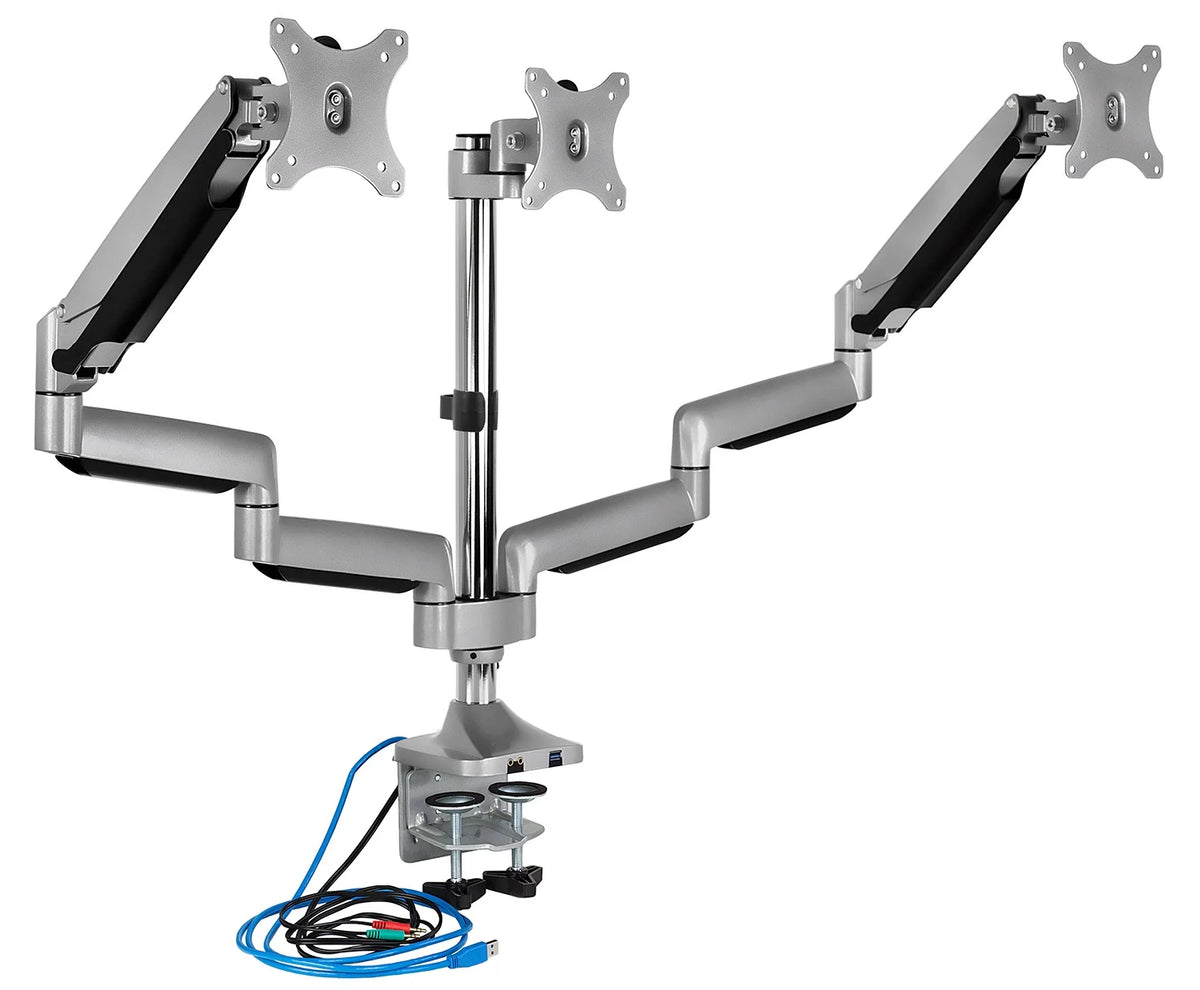 Triple Monitor Desk Mount with USB and Audio Ports L5649