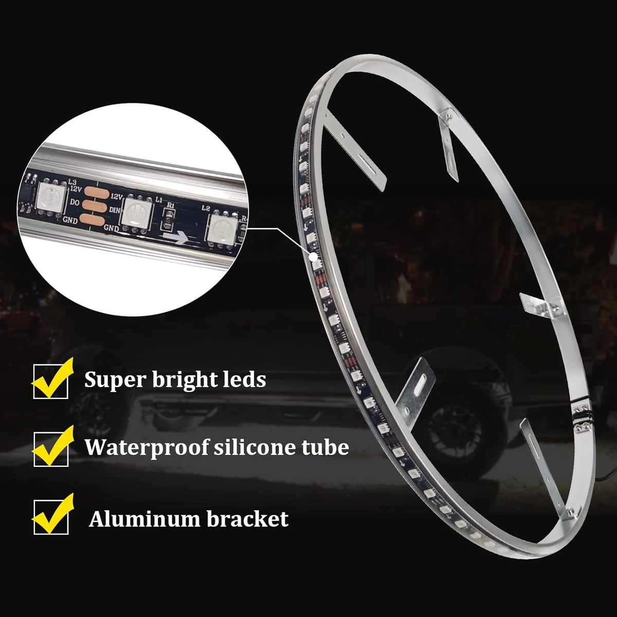 4PCS 15.5” Waterproof LED Wheel Light Kit with App Control H35222