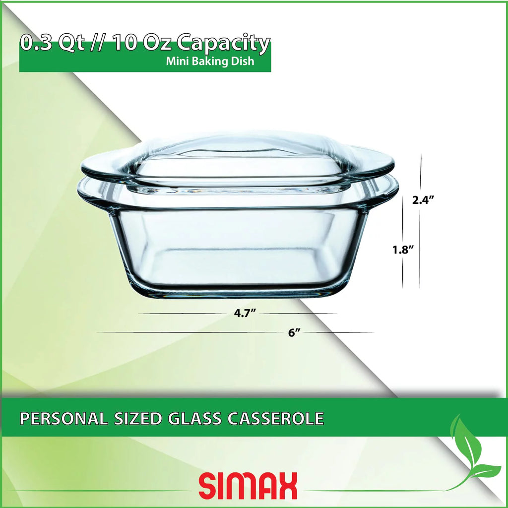 Clear Square Mini Glass Casserole with Lid 10 Ounce A401564