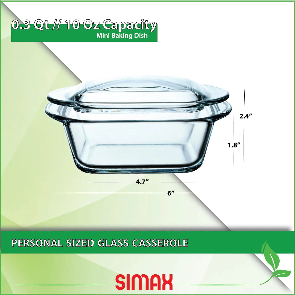 Clear Square Mini Glass Casserole with Lid 10 Ounce A401564