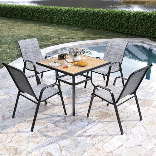 Outdoor Patio Stackable Dining Chairs Set of 4 All-Weather Textilene Y9093