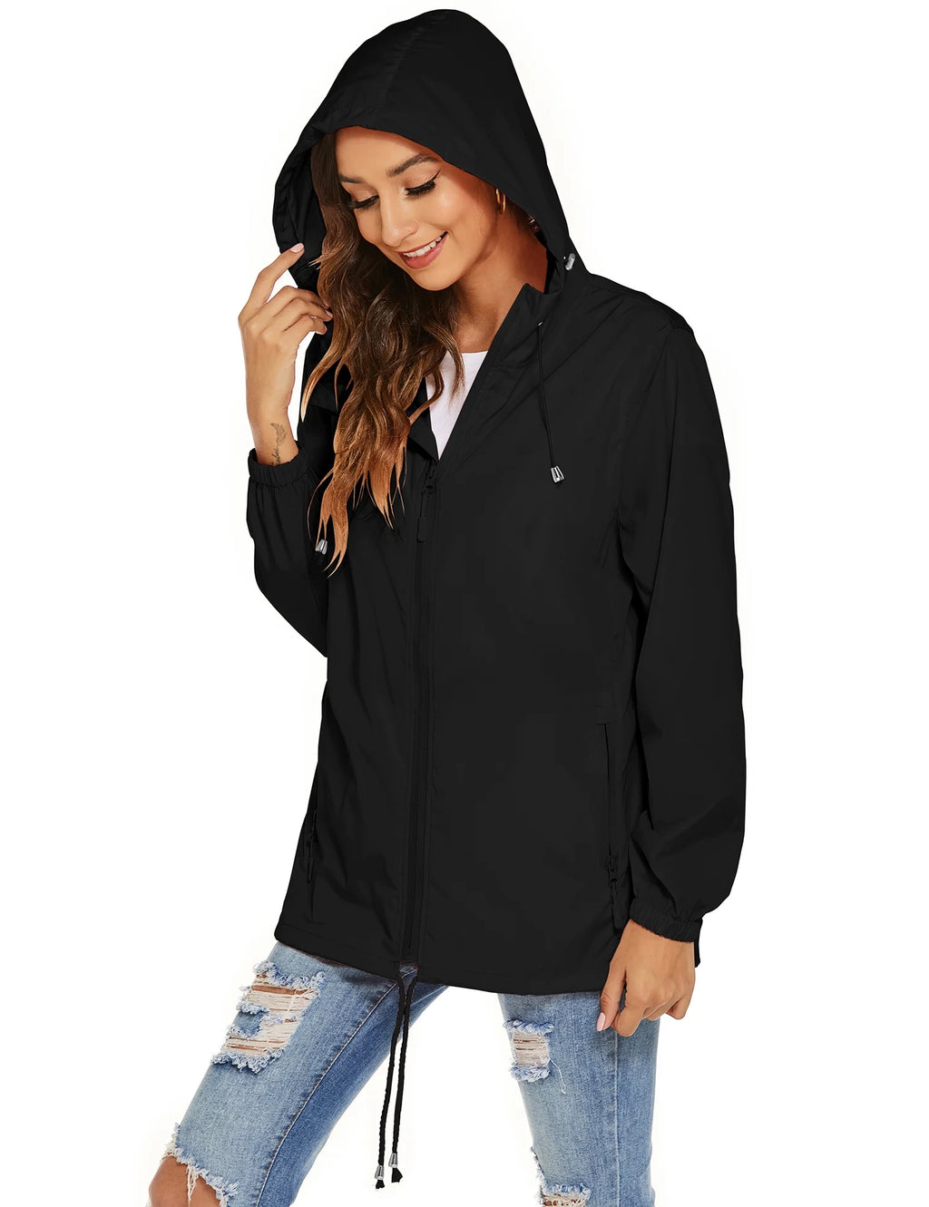 Waterproof Lightweight Hooded Rain Jacket B7380