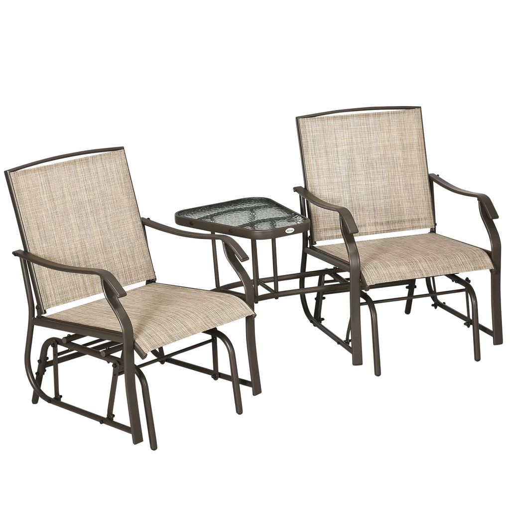 2 Person Sling Fabric Double Glider Rocker Chair with Table Q984