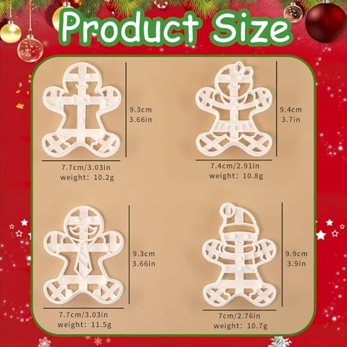 4 Pcs Large Gingerbread Man Cookie Cutter Set Q9930