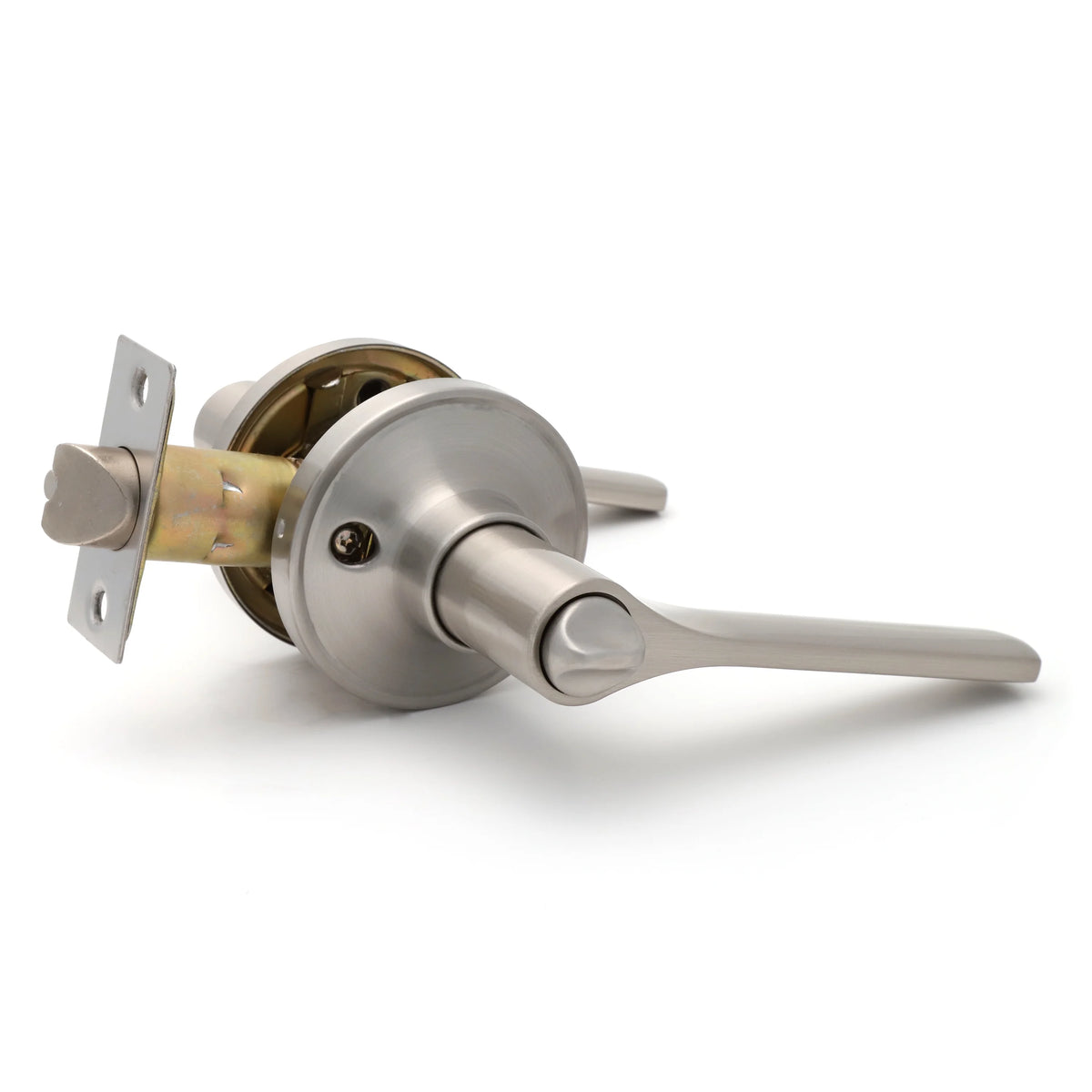 Entry Door Lever Satin Nickel with Round Rosette N131674