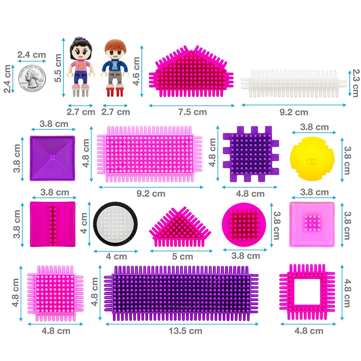 106pcs Hedgehog Building Blocks Tiles Castle Theme Set with Human Figures STEM Toy Kit, Pink S42651