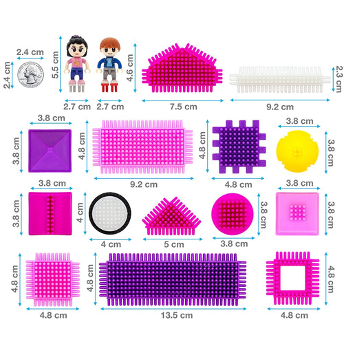 106pcs Hedgehog Building Blocks Tiles Castle Theme Set with Human Figures STEM Toy Kit, Pink S42651