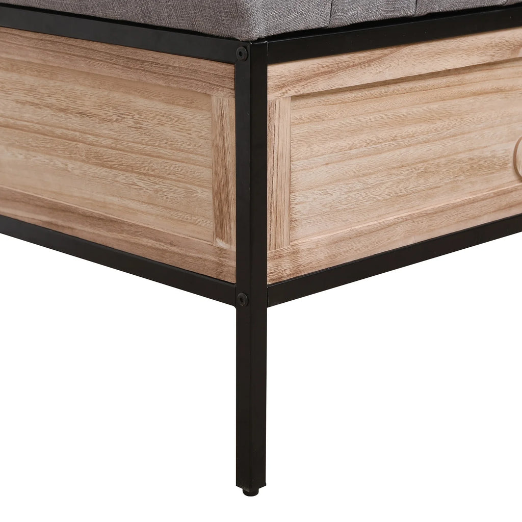 48'' Linen Upholstered Storage Bench with Button Tufted Wooden Ottoman D693852