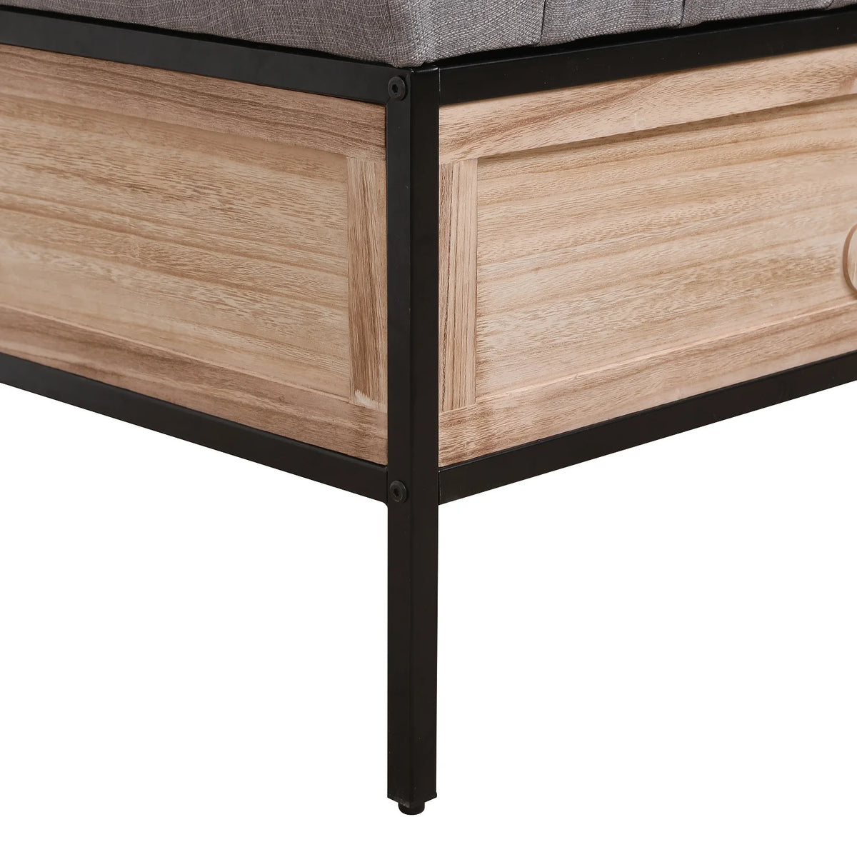 48'' Linen Upholstered Storage Bench with Button Tufted Wooden Ottoman D693852