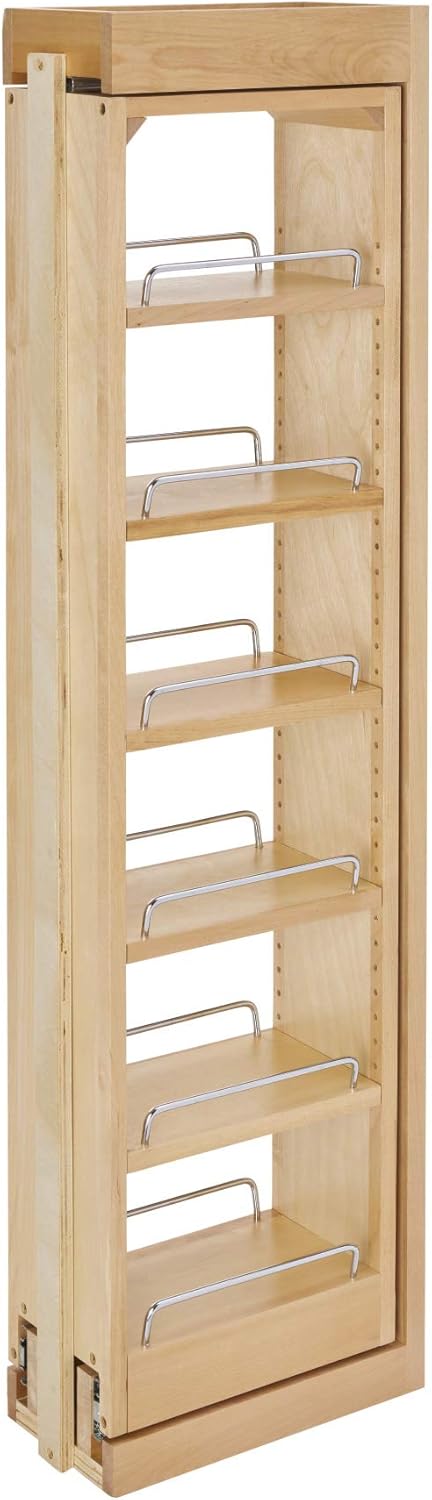 6 x 42 Inch Wooden Adjustable Pull-Out Cabinet Wall Filler Storage Organizer Q85547